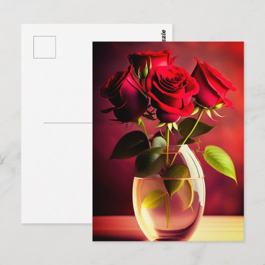 Rode rozenventilator briefkaart (Voorkant / Achterkant)