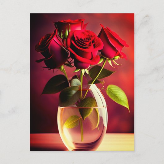 Rode rozenventilator briefkaart (Voorkant)