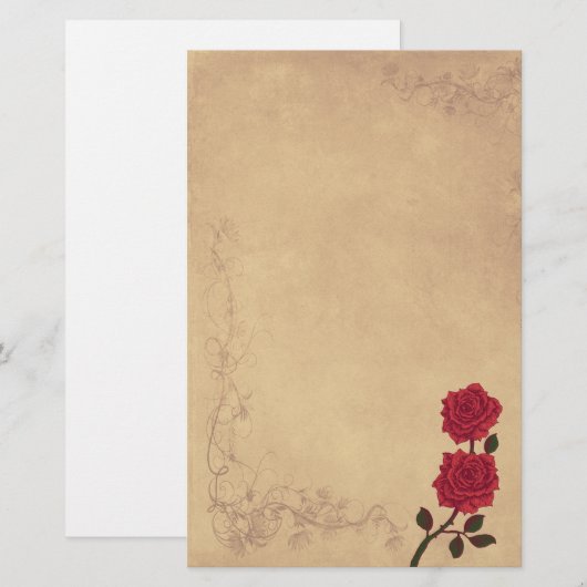 rode rozenweddenschap briefpapier (Voorkant / Achterkant)