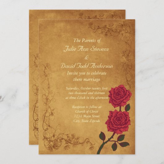 rode rozenweddenschap kaart (Voorkant / Achterkant)