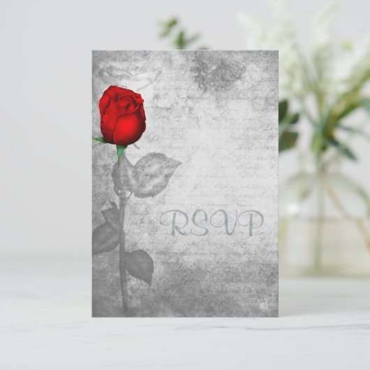  rode rozenweddenschap RSVP kaartje (Staand voorkant)