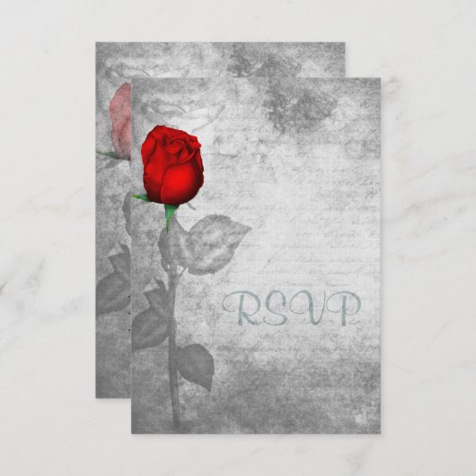 rode rozenweddenschap RSVP kaartje (Voorkant / Achterkant)