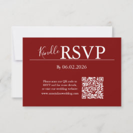 Rode RSVP QR-codekaart voor moderne bruiloft Kaartje