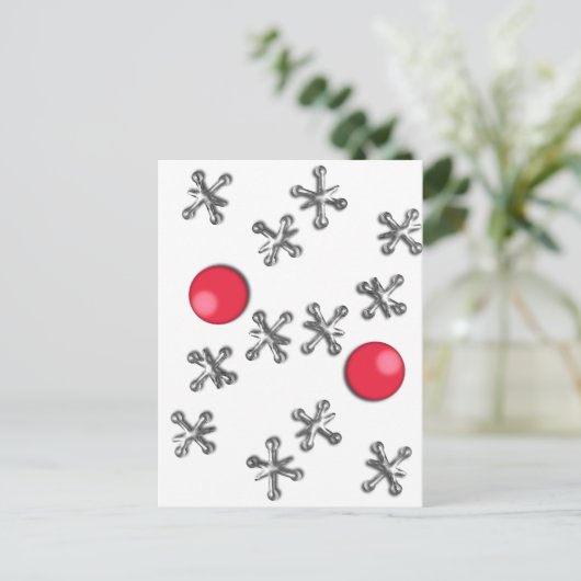 Rode Rubber Ball en Dacks Briefkaart (Staand voorkant)