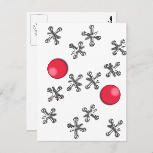 Rode Rubber Ball en Dacks Briefkaart (Voorkant / Achterkant)