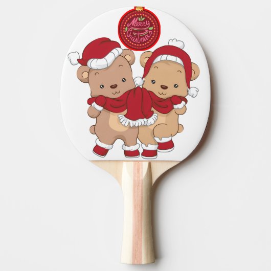 Rode Rubber Ping Pong Paddle met feestelijke vroli Tafeltennisbatje (Voorkant)