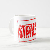Rode rubber stempel effect statiegeld koffiemok (Voorkant links)