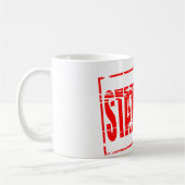 Rode rubber stempel effect statiegeld koffiemok (Links)