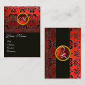 RODE RUBY BLACK DAMASK MONOGRAM, VISITEKAARTJE (Voorkant / Achterkant)