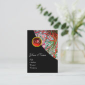 RODE RUBY DAMASK MONOGRAM 3 roze groen roze blauw Visitekaartje (Staand voorkant)