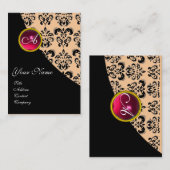 RODE RUBY DAMASK MONOGRAM fuchsia roze Visitekaartje (Voorkant / Achterkant)