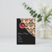 RODE RUBY DAMASK MONOGRAM fuchsia roze Visitekaartje (Staand voorkant)