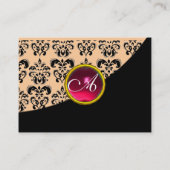 RODE RUBY DAMASK MONOGRAM fuchsia roze Visitekaartje (Achterkant)