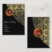 RODE RUBY DAMASK MONOGRAM, grijs Visitekaartje (Voorkant / Achterkant)