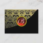 RODE RUBY DAMASK MONOGRAM, grijs Visitekaartje (Achterkant)