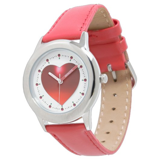 RODE RUBY EDELSTEEN HART HORLOGE (Gekanteld)