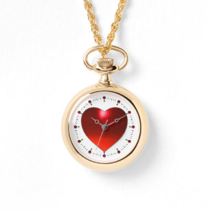 RODE RUBY EDELSTEEN HART HORLOGE