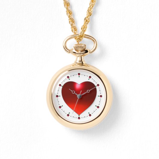 RODE RUBY EDELSTEEN HART HORLOGE (Voorkant)