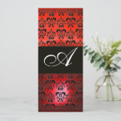 RODE RUBY EN ZWARTE DAMASTEN MONOGRAM , wit Kaart (Staand voorkant)