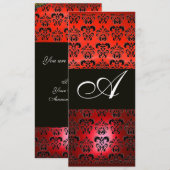 RODE RUBY EN ZWARTE DAMASTEN MONOGRAM , wit Kaart (Voorkant / Achterkant)