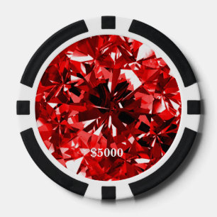 Rode Ruby Gem Stone Clay Poker Chip Plain Edge