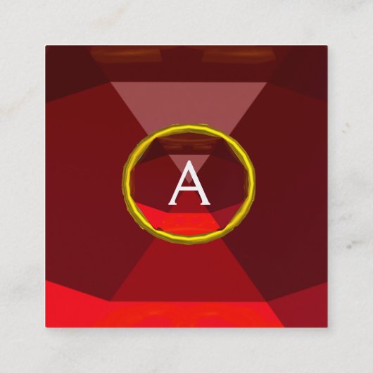 RODE RUBY GEMSTONE MONOGRAM Abstracte geometrisch Vierkante Visitekaartje (Achterkant)