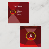 RODE RUBY GEMSTONE MONOGRAM Abstracte geometrisch Vierkante Visitekaartje (Voorkant / Achterkant)