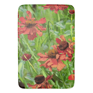 RODE RUDBECKIA BLOEMEN BADMAT