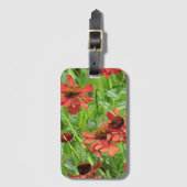 RODE RUDBECKIA BLOEMEN BAGAGELABEL (Voorkant (verticaal))