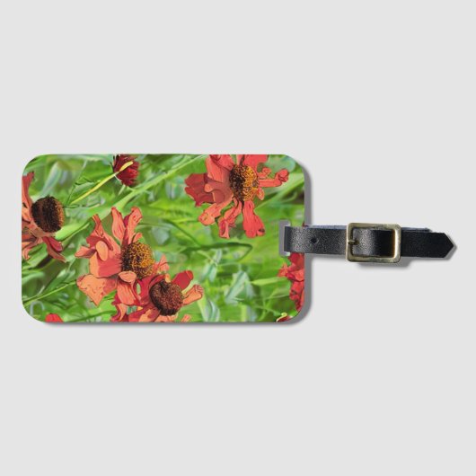 RODE RUDBECKIA BLOEMEN BAGAGELABEL (Voorkant (horizontaal))