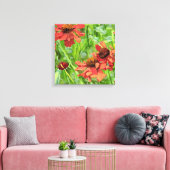 RODE RUDBECKIA BLOEMEN CANVAS AFDRUK (Insitu (Woonkamer))