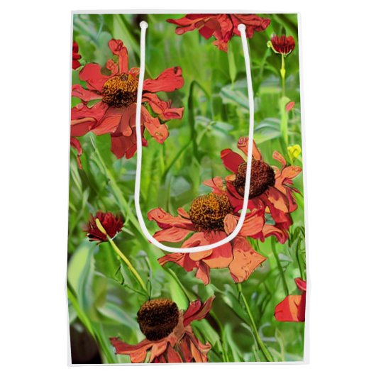 RODE RUDBECKIA BLOEMEN MEDIUM CADEAUZAKJE (Achterkant)