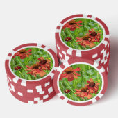 RODE RUDBECKIA BLOEMEN POKER CHIPS (Opstapeling)