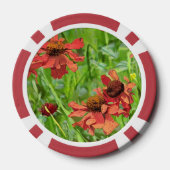 RODE RUDBECKIA BLOEMEN POKER CHIPS (Achterkant)