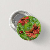 RODE RUDBECKIA BLOEMEN RONDE BUTTON 3,2 CM (Voorkant /achterkant)