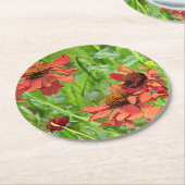 RODE RUDBECKIA BLOEMEN RONDE KARTONNEN ONDERZETTER (Gebogen)