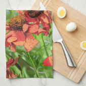 RODE RUDBECKIA BLOEMEN THEEDOEK (Quarter Fold)