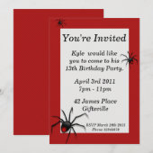 Rode rugspin Birthday Party nodigt uit Kaart (Voorkant / Achterkant)