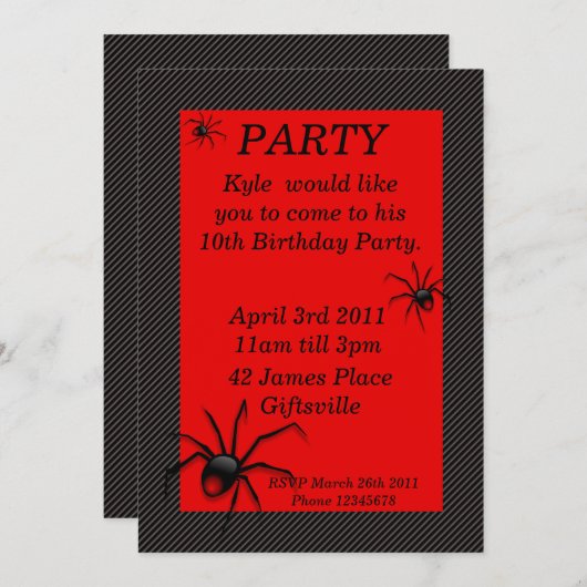 Rode rugspin uitnodiging 2 (Voorkant / Achterkant)