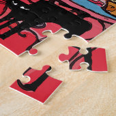 Rode ruimte met zwarte kat legpuzzel (Zijkant)