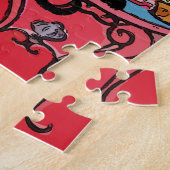 Rode ruimte met zwarte kat legpuzzel (Zijkant)