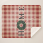 Rode ruit HOME Typografie Boerderijstijl Stijlvol  Sherpa Deken (Voorkant (horizontaal))