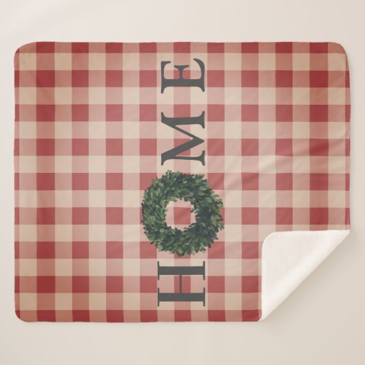 Rode ruit HOME Typografie Boerderijstijl Stijlvol  Sherpa Deken (Voorkant (horizontaal))