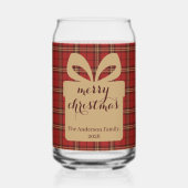 Rode ruit Kerst Mis patroon - Blikvorm Glas (Voorkant)