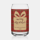 Rode ruit Kerst Mis patroon - Blikvorm Glas (Achterkant)