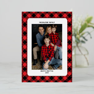 Rode ruit Kerst uitnodiging Foto Folie