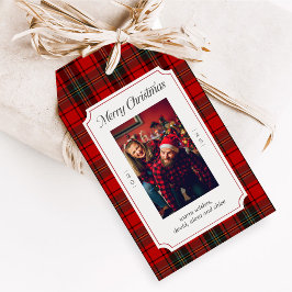 Rode ruit Kerstcadeautags Cadeaulabel