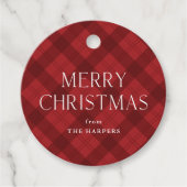 Rode ruit Kerstmis cadeau Bedankjes Labels (Voorkant)