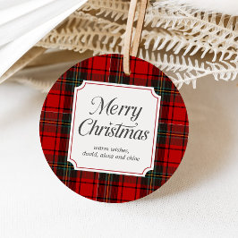 Rode ruit Kerstmis Rond Bedankjes Labels