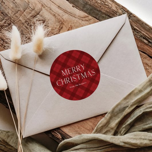 Rode ruit Kerstmis Ronde Sticker